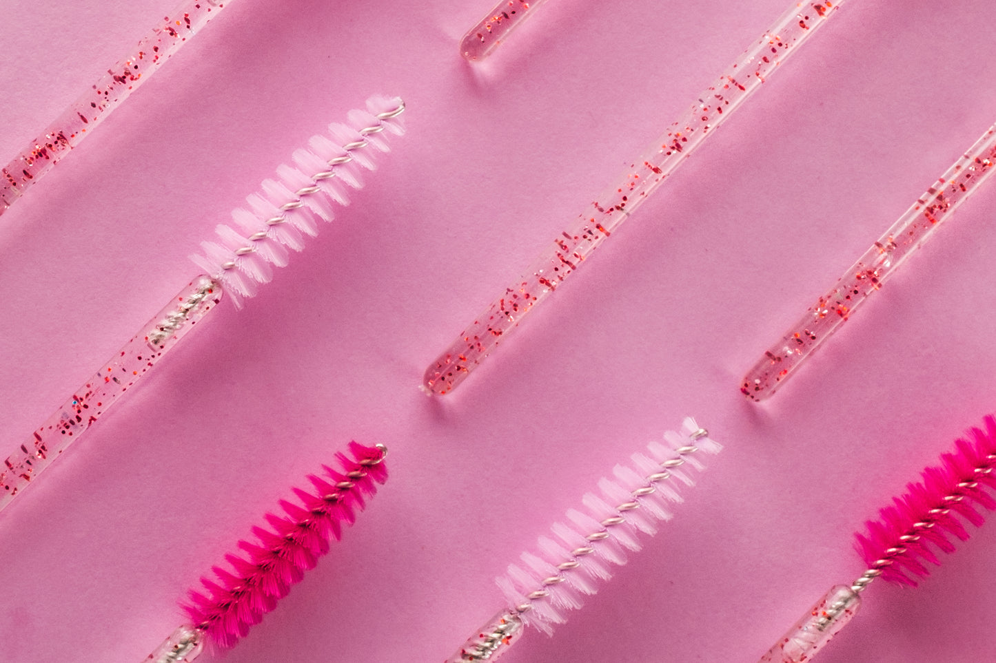 Pink Glitter Spoolie Brushes