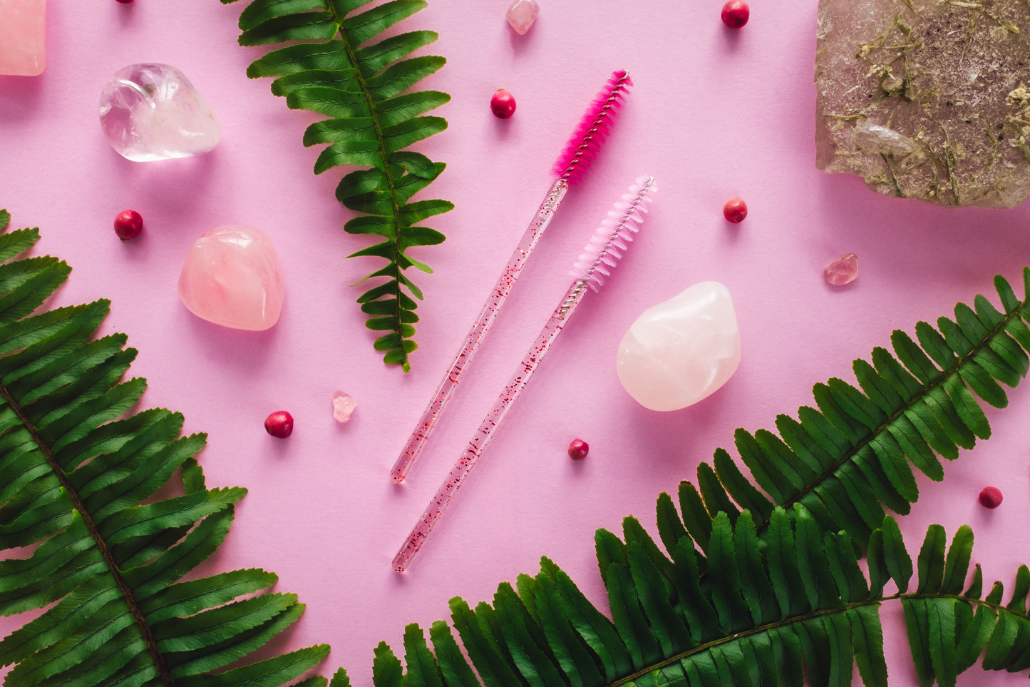 Pink Glitter Spoolie Brushes